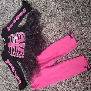 Nanette baby hot pink and black baby skeleton outfit
